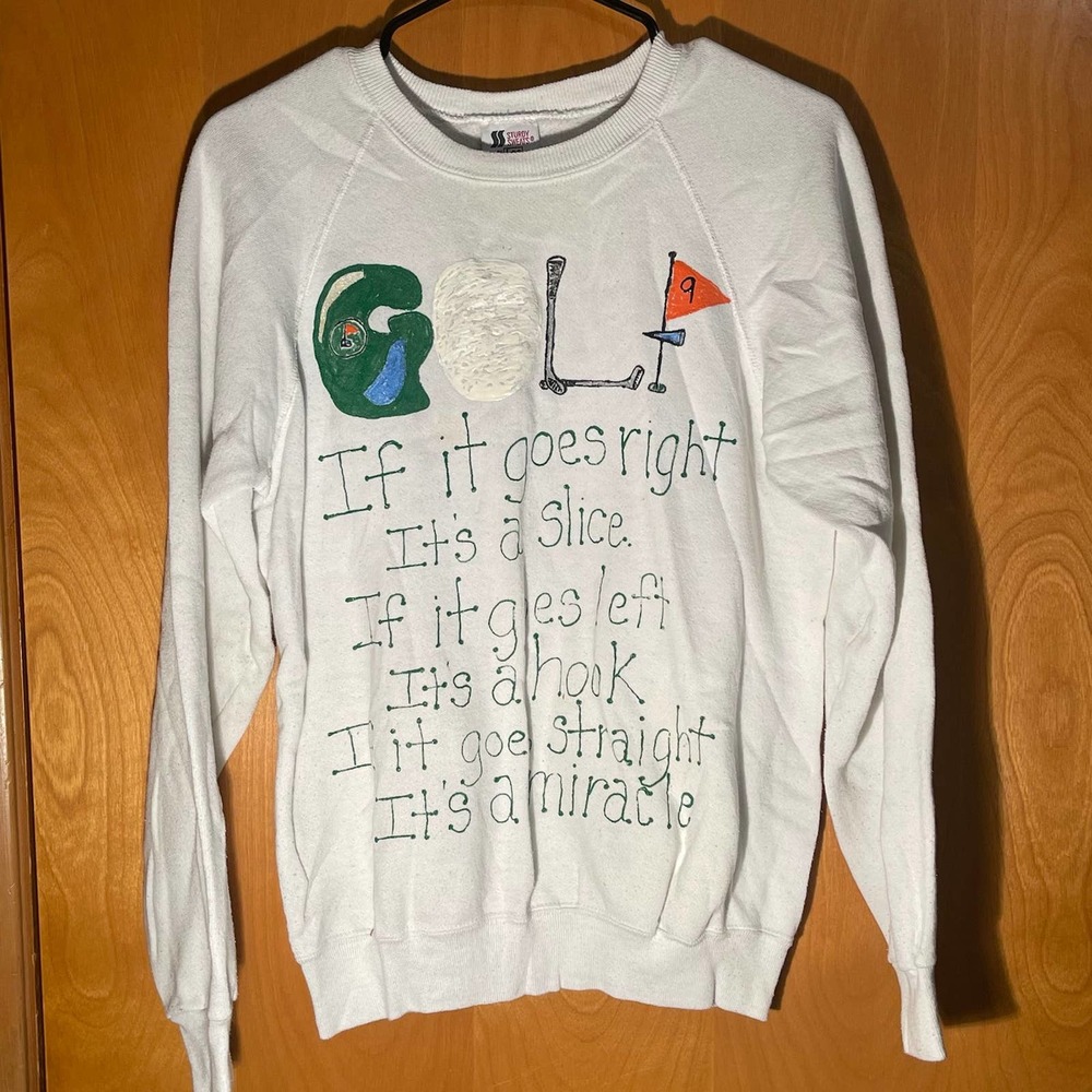 Vintage LEE Sturdy Sweats‎ Funny Golf Sweatshirt Sweater Men's Medium USA